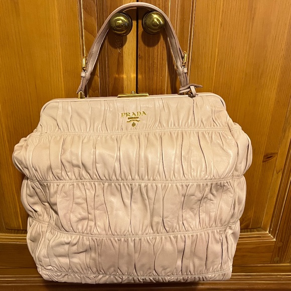Prada Handbags - NWT PRADA Mauve Pink Ruched Lambskin Totebag